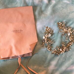 Bridal Hair Vine Wreath Crown - Antique Gold